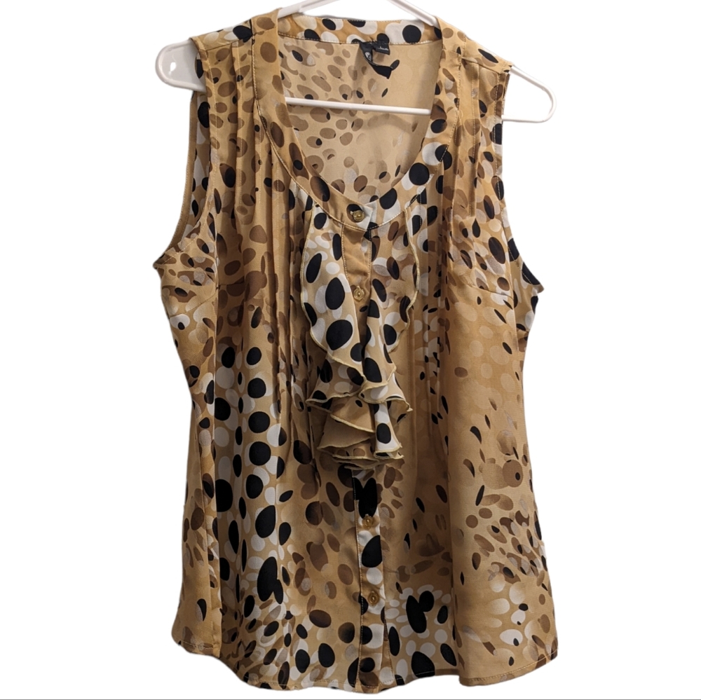 Milano Sleeveless Ruffle Top - Leopard Print